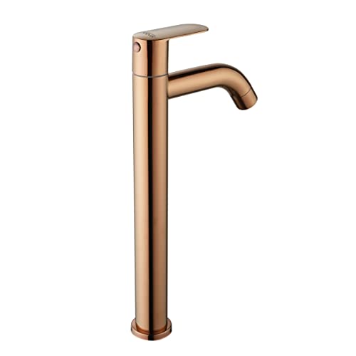 SPAZIO Rose Gold PVD Coated Opal SS-304 Tall Pillar Cock Tap with Long Spout & 12 Inches Tall Body Tall Boy Extended Pillar Tap Faucet - Image 3