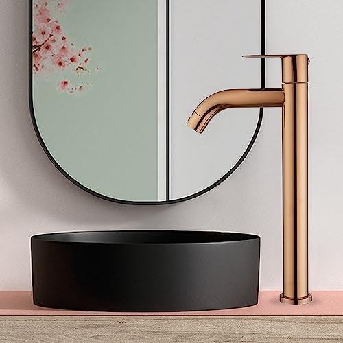 SPAZIO Rose Gold PVD Coated Opal SS-304 Tall Pillar Cock Tap with Long Spout & 12 Inches Tall Body Tall Boy Extended Pillar Tap Faucet - Image 5