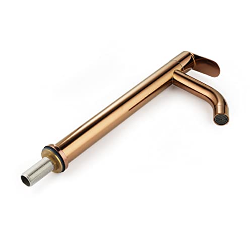 SPAZIO Rose Gold PVD Coated Opal SS-304 Tall Pillar Cock Tap with Long Spout & 12 Inches Tall Body Tall Boy Extended Pillar Tap Faucet - Image 4