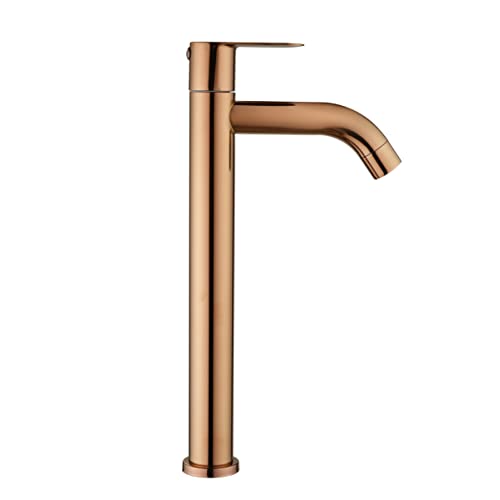 SPAZIO Rose Gold PVD Coated Opal SS-304 Tall Pillar Cock Tap with Long Spout & 12 Inches Tall Body Tall Boy Extended Pillar Tap Faucet - Image 2