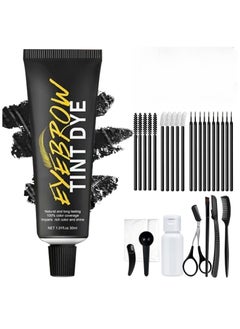 Instant Eyebrow Tint Kit, Semi Permanent Eyebrow Dye Safe & Professional Waterproof Eyebrow Tinting Kit Suitable For Salon and Home Use Lasting for 4-6 Weeks (black)