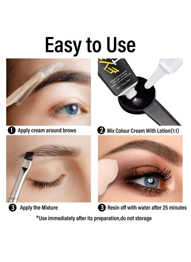 CMGTYYD - Instant Eyebrow Tint Kit, Semi Permanent Eyebrow Dye Safe & Professional Waterproof Eyebrow Tinting Kit Suitable For Salon and Home Use Lasting for 4-6 Weeks (black) - Image 1