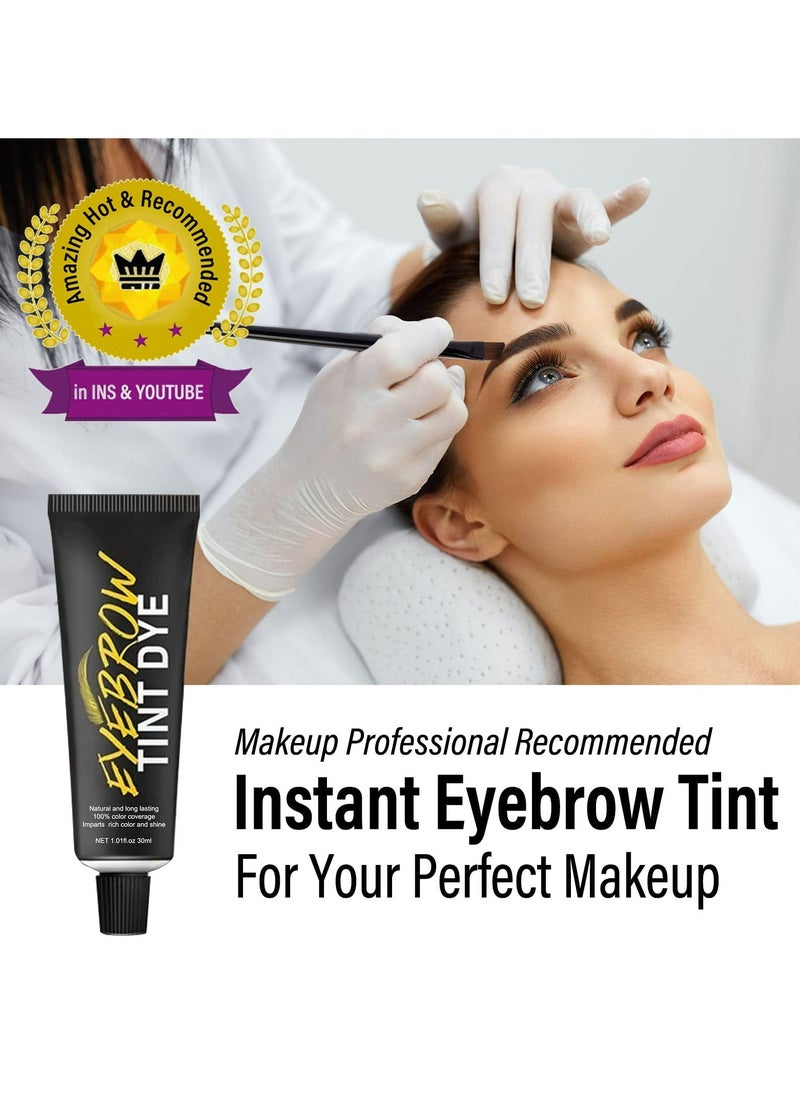 CMGTYYD - Instant Eyebrow Tint Kit, Semi Permanent Eyebrow Dye Safe & Professional Waterproof Eyebrow Tinting Kit Suitable For Salon and Home Use Lasting for 4-6 Weeks (black) - Image 1