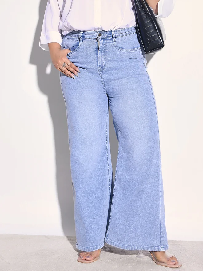 Sassafras Plus Size Light Blue Straight Leg Jeans