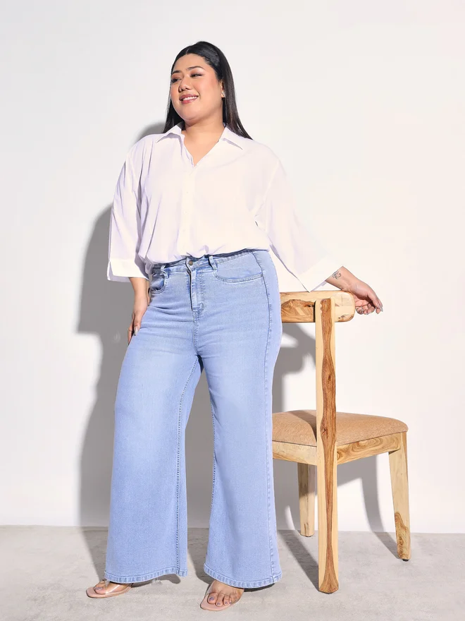Sassafras Plus Size Light Blue Straight Leg Jeans