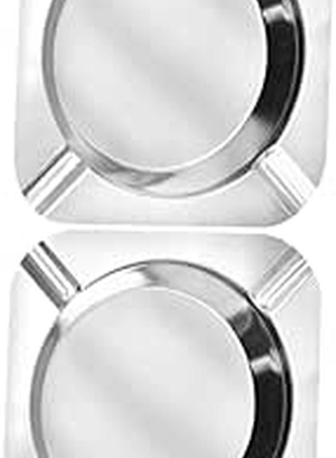 2Pcs Stainless Steel Ashtray Portable with Slot Design for Home Office Bar Outdoor Use - Image 1