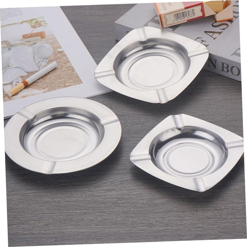2Pcs Stainless Steel Ashtray Portable with Slot Design for Home Office Bar Outdoor Use - Image 4