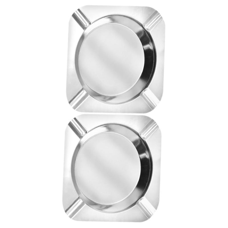 2Pcs Stainless Steel Ashtray Portable with Slot Design for Home Office Bar Outdoor Use - Image 2