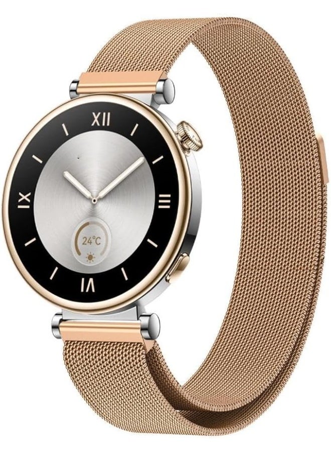 Watch 18mm Stainless Steel Magnetic Metal Smart Watch Band | Compatible with Huawei Watch gt4 41mm & gt5 41mm & gt6 41mm Stylish Adjustable Replacement Strap Durable Comfortable Rosegold - Image 1