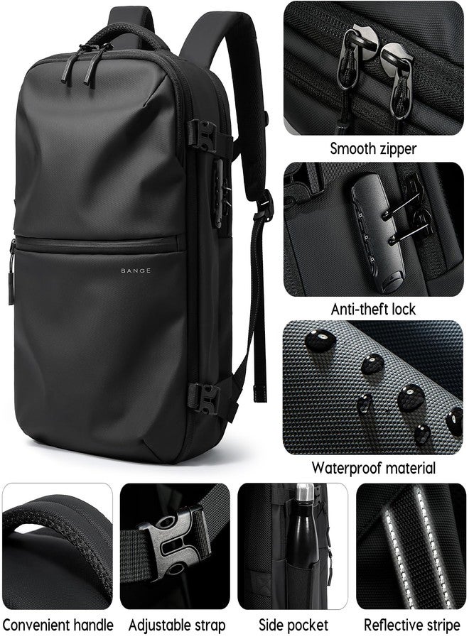 BANGE travel backpack can hold 15.6 inch laptop with anti-theft lock for men and women, Black, L - Image 4