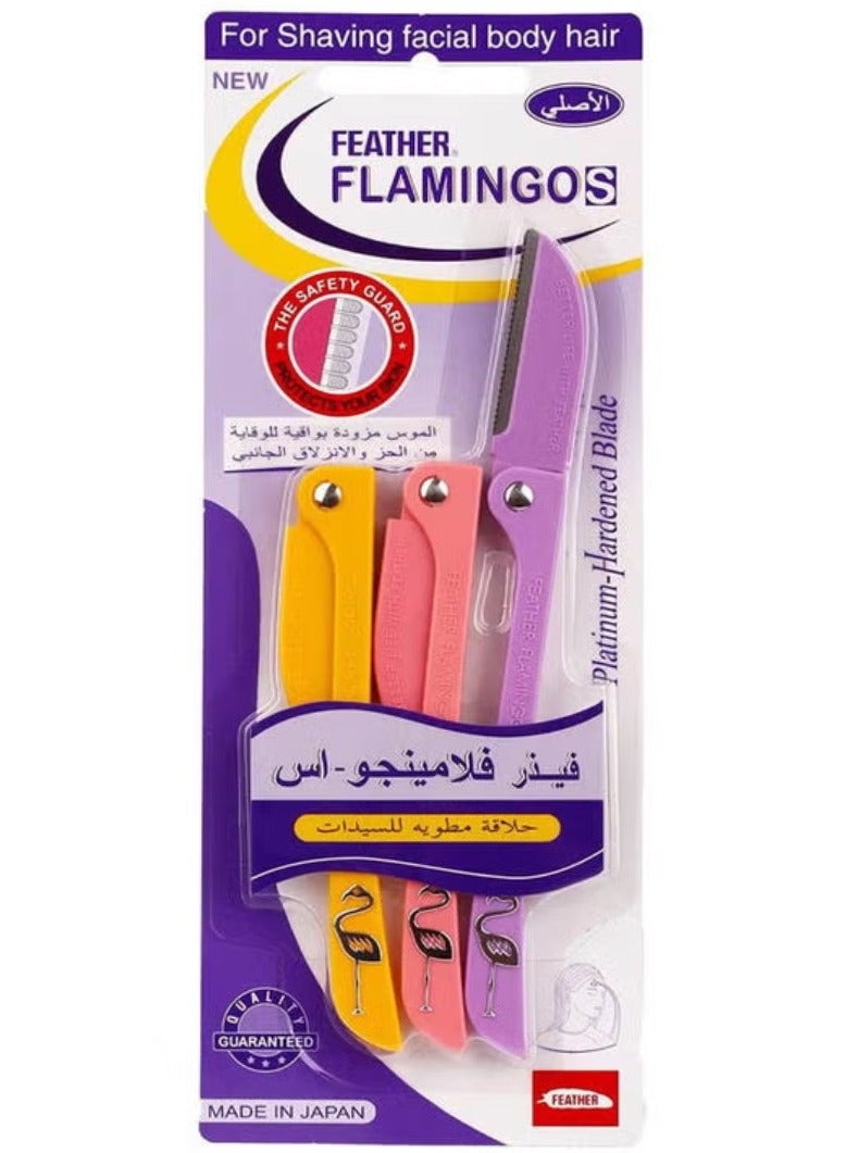 Feather 3-Piece Flamingos Facial Touch-up Platinum for women Razor multicolour - Image 1