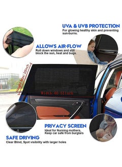 Muyixin Car Window Shade Super Elastic 40" to 51" Sunshades for Baby Windshield Mesh Rear Side Kids Sunlight Protection, Double Venting Design, Universal Fit Most of Cars and SUV's (2 Pack)  - Image 2