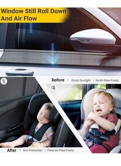 Muyixin Car Window Shade Super Elastic 40" to 51" Sunshades for Baby Windshield Mesh Rear Side Kids Sunlight Protection, Double Venting Design, Universal Fit Most of Cars and SUV's (2 Pack)  - Image 4