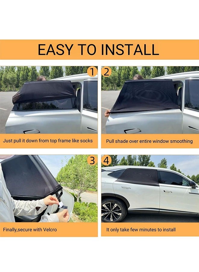 Muyixin ستائر نافذة السيارة فائقة المرونة من 40 إلى 51 بوصة لحماية الأطفال من أشعة الشمس، تصميم تهوية مزدوجة، تناسب معظم السيارات وسيارات الدفع الرباعي (عبوتان) - Image 5