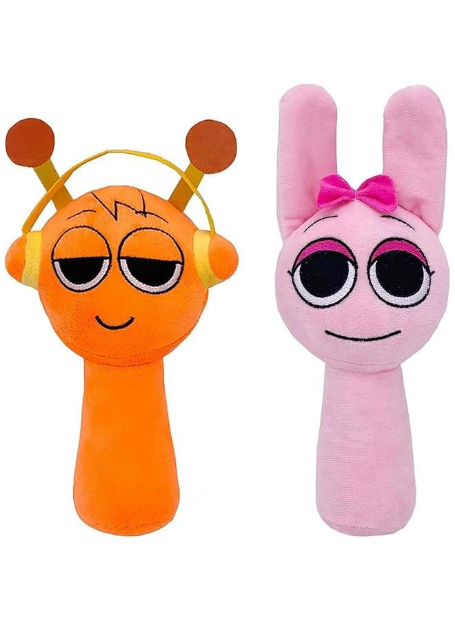 Sprunki Plush Toys 9.8-inch Sprunky Wenda and Gray Plushies Sprunki Plushes Soft and Funs Stuffed Toys Dolls for Fans and Friends Birthday for Girls Boys (Orange+Pink)
