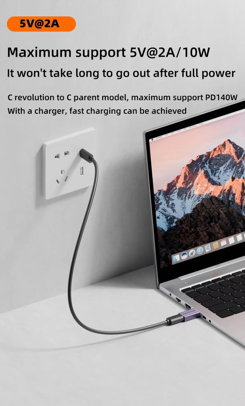 ETZIN Data Blocker USB Type-C to USB-A Adapter, Purple, Aluminum Alloy, 10W Power, Anti-Theft Security Protection for Charging, EPL-1525CC - Image 5