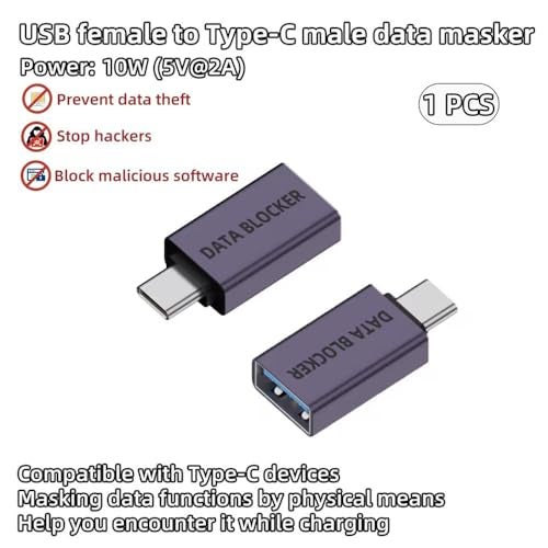 ETZIN Data Blocker USB Type-C to USB-A Adapter, Purple, Aluminum Alloy, 10W Power, Anti-Theft Security Protection for Charging, EPL-1525CC - Image 3