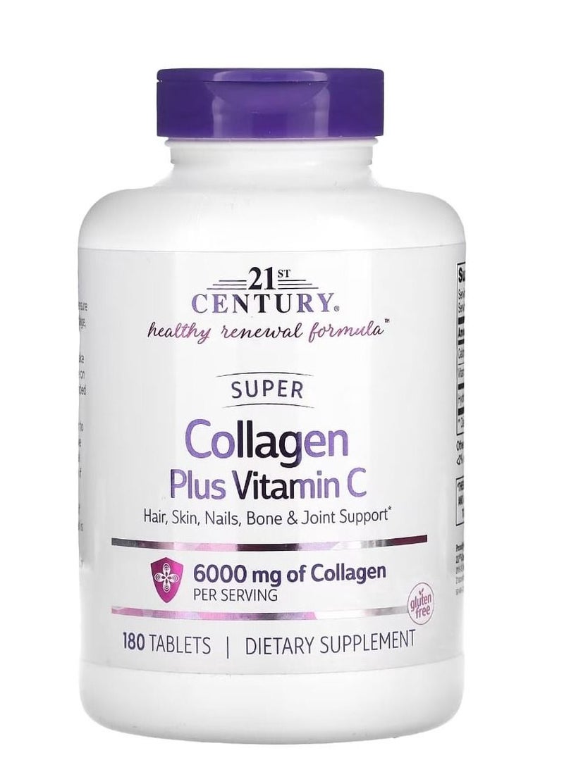 21st CENTURY Super Collagen Plus Vitamin C, 6000 mg, 180 Tablets  - Image 1