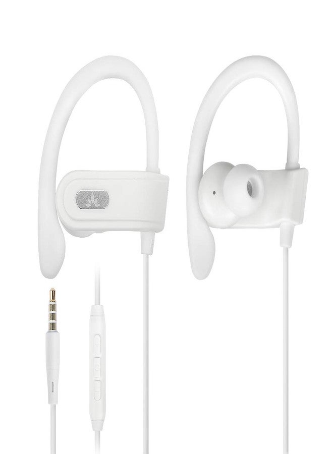 Avantree E171 - Sports Earbuds Wired with Microphone, Sweatproof Wrap Around Earphones with Over Ear Hook, In Ear Running Headphones for Workout Exercise Gym Compatible with Cell Phones - White - Image 1