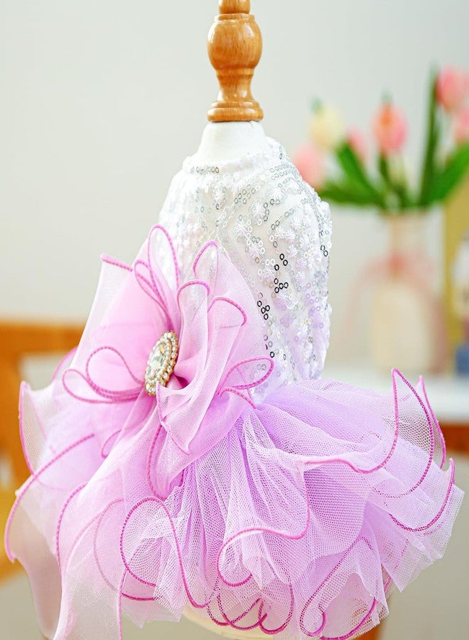 Furbabycare® Elegant Sweet Puppy Dog Blingbling Princess Skirt Pet Dog Lace Cake Camisole Tutu Dress A-Purple Small - Image 2