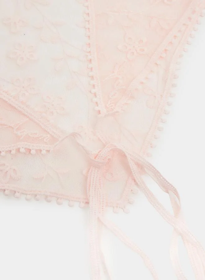 ستايلي وشاح باندانا دانتيل بنقشة الزهور