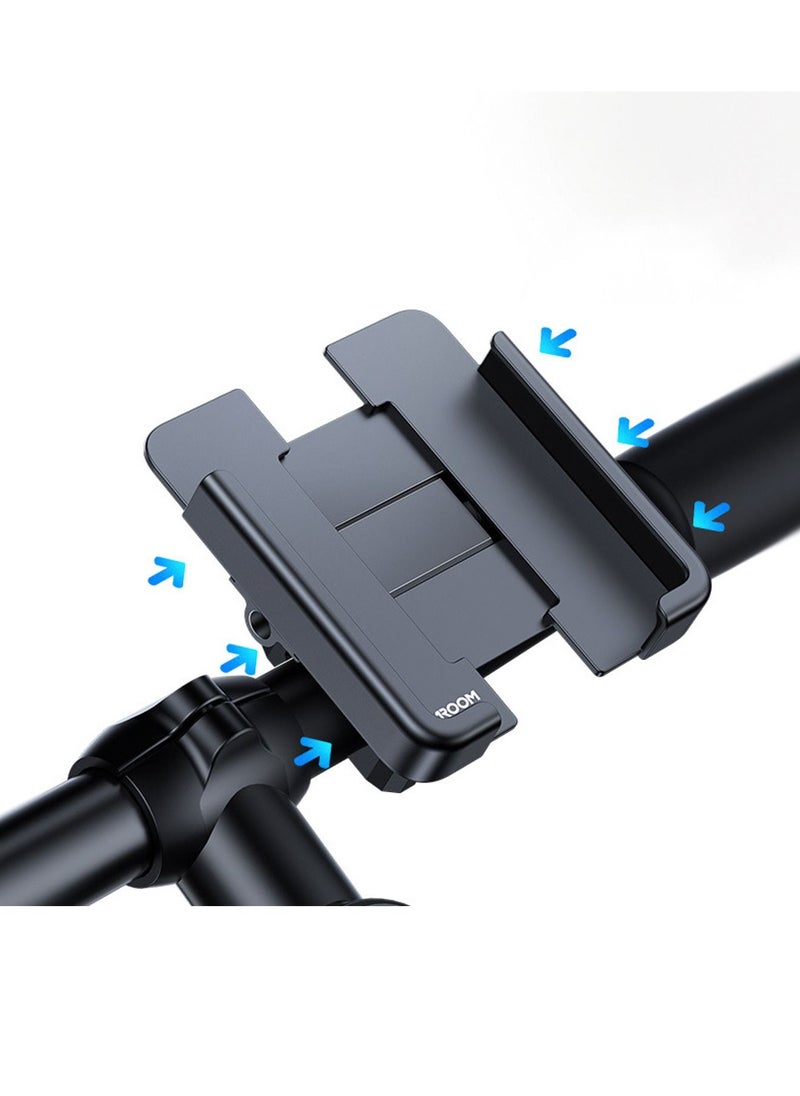 Bicycle Metal Mobile Phone Bracket, Strong Combined Force, Widened Arm Span, 360 Degree Free Rotation Without Dead Angle, Free Conversion Of Horizontal And Vertical Screen Bracket, Black
