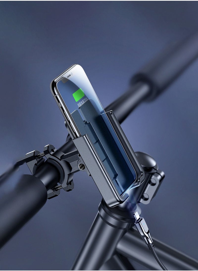 Bicycle Metal Mobile Phone Bracket, Strong Combined Force, Widened Arm Span, 360 Degree Free Rotation Without Dead Angle, Free Conversion Of Horizontal And Vertical Screen Bracket, Black