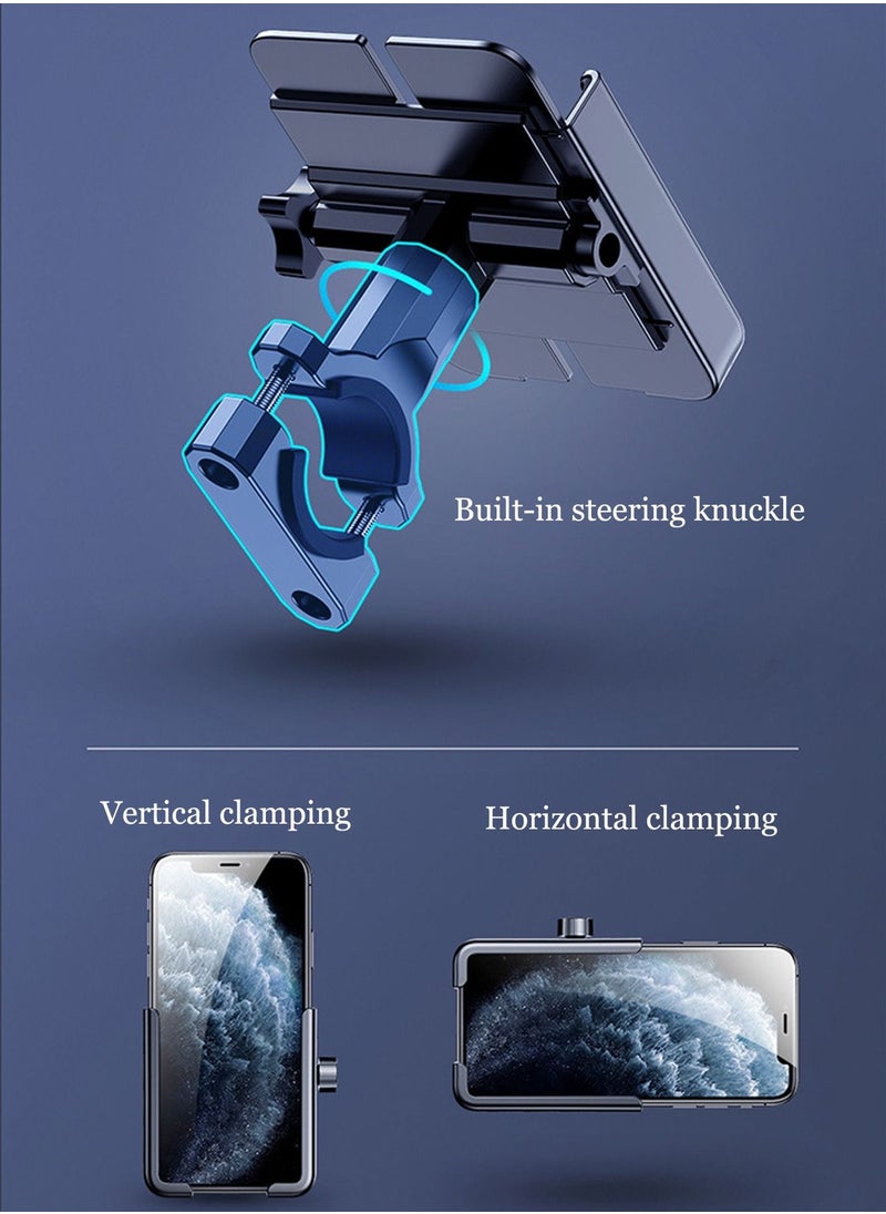 Bicycle Metal Mobile Phone Bracket, Strong Combined Force, Widened Arm Span, 360 Degree Free Rotation Without Dead Angle, Free Conversion Of Horizontal And Vertical Screen Bracket, Black