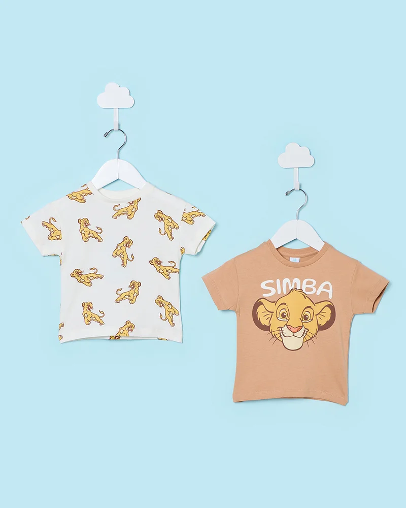 ردتاغ Infant Boys White and Beige And 2 Pack Printed T Shirt