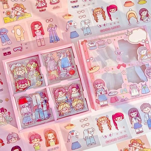 FunBlast PVC Kawaii Stickers For Wall - Japanese Style School Girl Theme, Cute Washi Stickers For Journals, Scrapbooking, DIY Arts & Crafts - 100 Sheets, Removable, 18.2 Cm, Stationery Item - Image 1