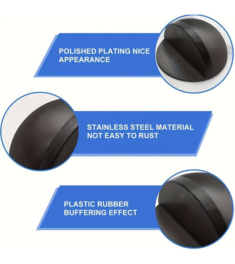 4pcs Black Self Adhesive Floor Door Stoppers Heavy Duty Non Slip Wedge for Wall and Glass Door Protection - Image 5