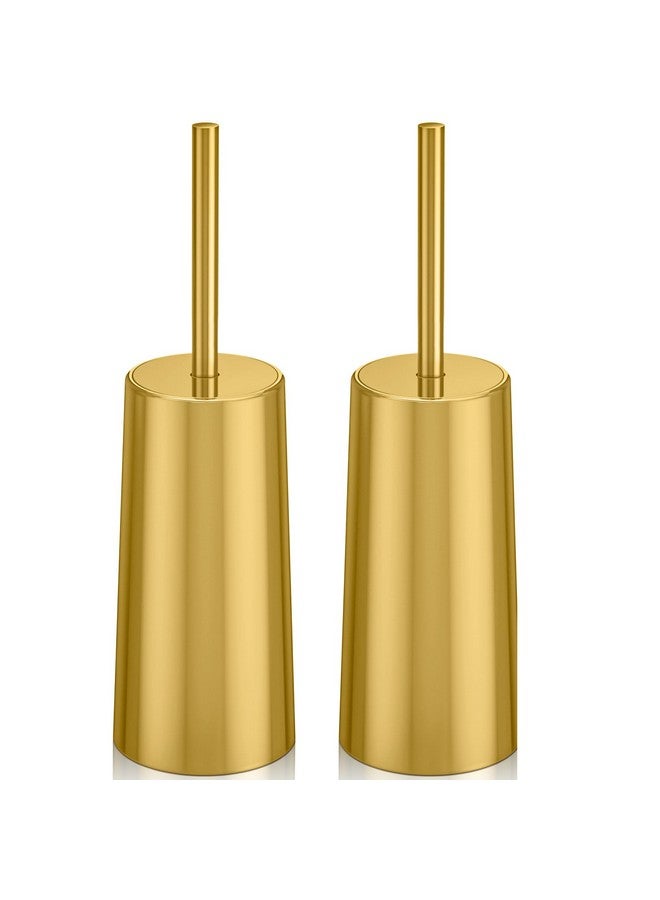 IXO Stainless Steel Toilet Brush, 2 Pack, Gold, Elegant, Durable, Includes Holder - Image 1