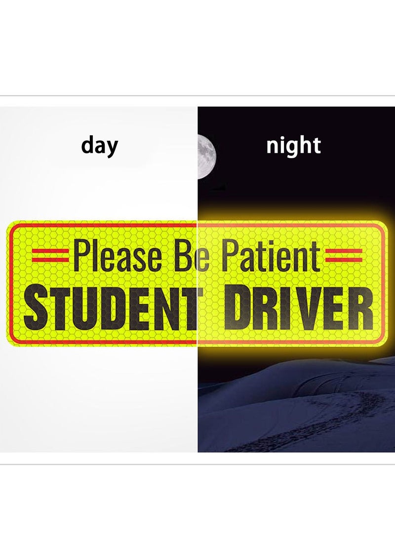 3 Pack Student Driver Magnet, Honeycomb Reflective Please Be Patient New Driver Magnet for Car, Rookie Novice Driver Magnetic Safety Sign, Teen Beginner Driver Vehicle Bumper Sticker - Image 2