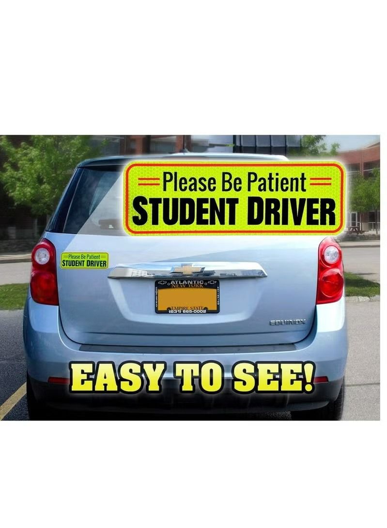 3 Pack Student Driver Magnet, Honeycomb Reflective Please Be Patient New Driver Magnet for Car, Rookie Novice Driver Magnetic Safety Sign, Teen Beginner Driver Vehicle Bumper Sticker - Image 3