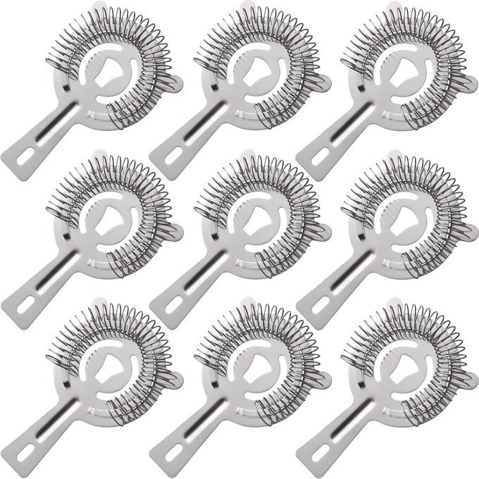 9 PACK COCKTAIL STRAINER 6 PROFESSIONAL STAINLESS STEEL BAR STRAINER SILVER