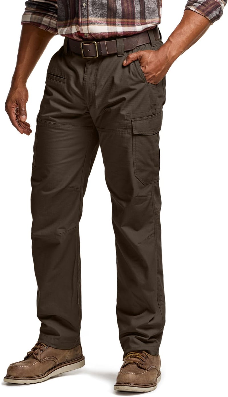 CQR Men's Winter Tactical Cargo Pants, Thermal Fleece Lined Outdoor Snow Ski Hiking Work, Ouray Dark Brown, 34W x 30L - Image 1