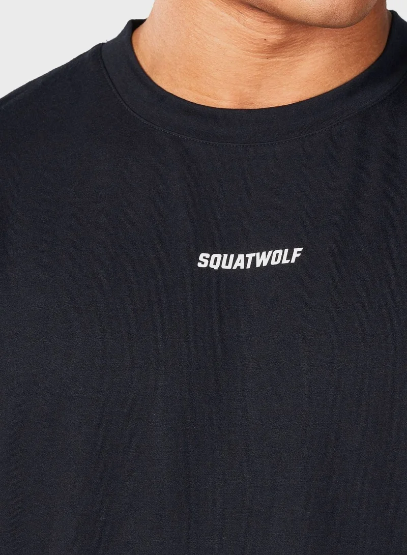Squatwolf Black Oversized Pump Cover T-Shirt for Men | Best Price UAE