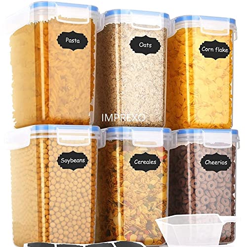 IMPREXO Air Tight Food Storage Containers Kitchen Containers For Storage Set Plastic Storage Box For Kitchen Airtight Containers Storage Jar Set For Kitchen Storage (Pack of 6, 1300 ML) - Image 1