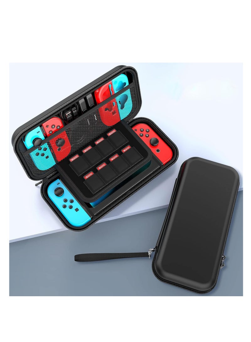SYOSI Switch Case Compatible with Nintendo Switch 9 in 1 Accessories kit with Carrying Case, Dockable Protective Case, HD Screen Protector and 6pcs Thumb Grips Caps - Image 3