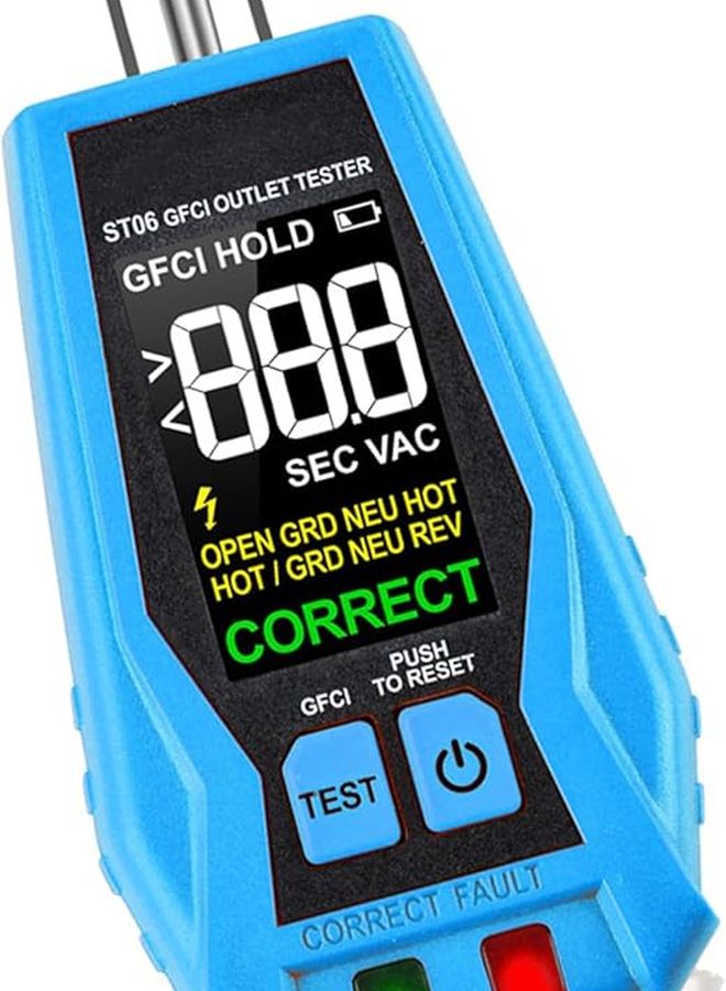 Color LCD Display GFCI Receptacle Tester Outlet Diagnostic Tool Electrical Wiring Fault Detector - Image 2