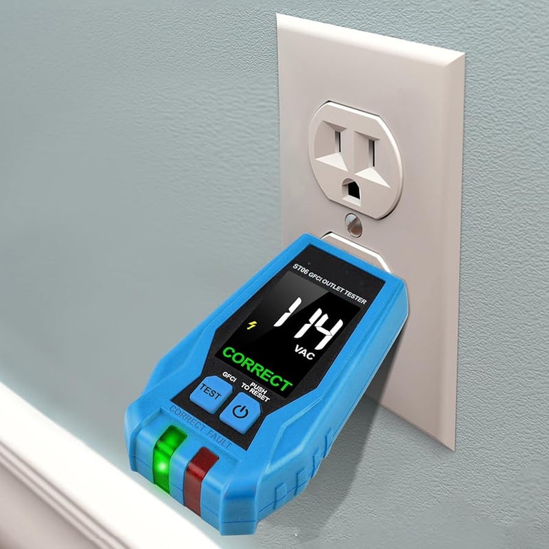 Color LCD Display GFCI Receptacle Tester Outlet Diagnostic Tool Electrical Wiring Fault Detector - Image 3