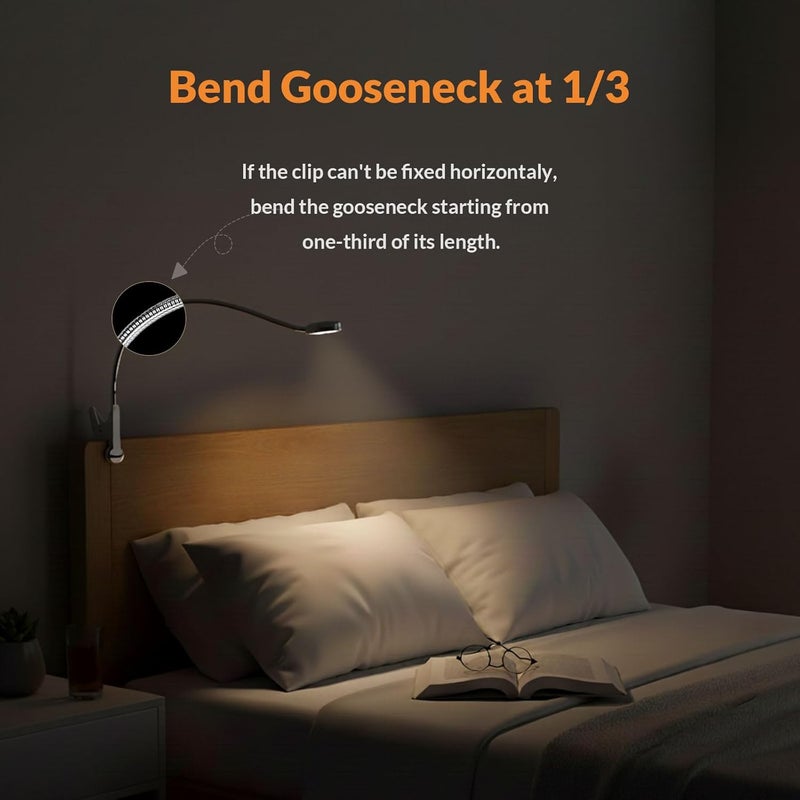Le Power Clip on Light/Reading Light/Book Lights/Desk Lamp Color Changeable/Night Lights Clip on for Desk, Bed Headboard and Computers, Adapter Included, Silver - Image 4