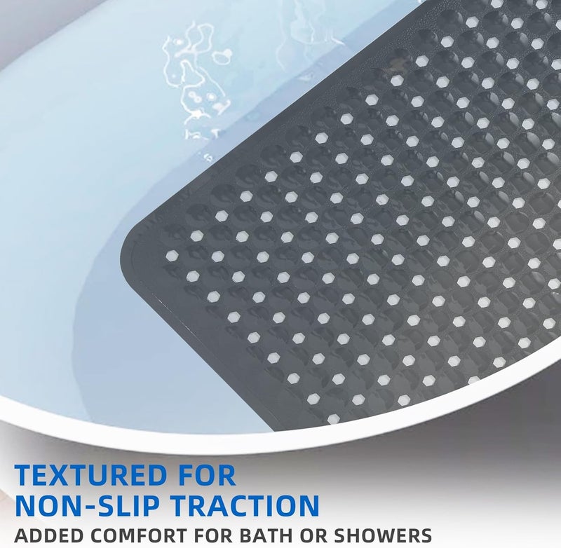 MOONFLY Shower and Bathtub Mat,40x16 Inches,Extra Long Non Slip Mats with Suction Cups and Drain Holes, Machine Washable and Anti Slip Bathmats, Bathroom Mats for Tub Nonslip (Black) - Image 4