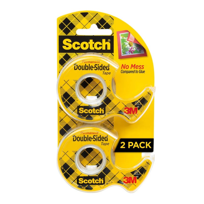 Scotch Double Sided Tape, Permanent, 1/2 in x 400 in, 2 Dispensers/Pack (137DM-2) - Image 1