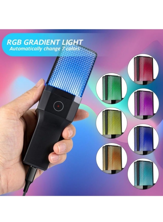 Gaming USB Microphone for PC, RGB Condenser Computer Mic with Tripod Stand, Quick Mute, Gain Control, for Gaming, Streaming, Podcasting, Recording, Cardioid Mic Kit for Laptop/PS4/PS5 TC777 Pro - Image 2