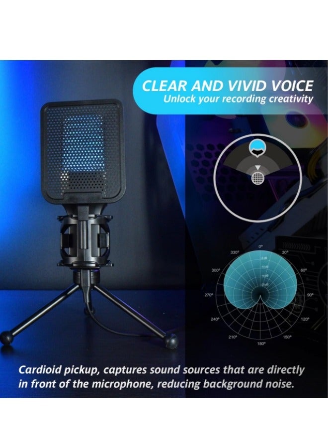 Gaming USB Microphone for PC, RGB Condenser Computer Mic with Tripod Stand, Quick Mute, Gain Control, for Gaming, Streaming, Podcasting, Recording, Cardioid Mic Kit for Laptop/PS4/PS5 TC777 Pro - Image 3
