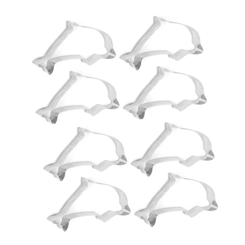 8 Pcs Dolphin Shape Cookie Cutters Stainless Steel Baking Molds Non Stick Easy Clean - Image 2