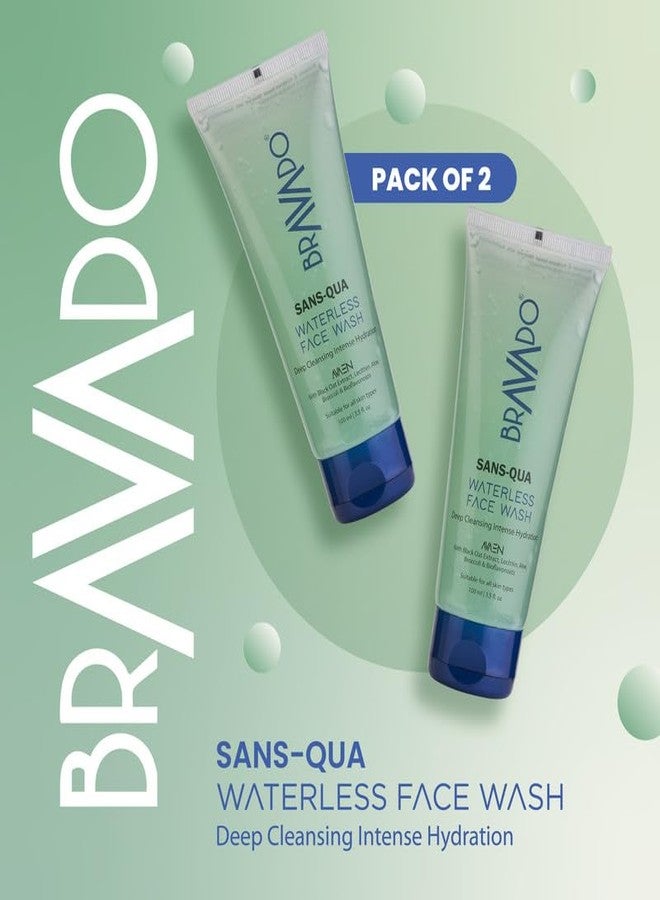 برافادو غسول الوجه براڤادو سانس-كوا بدون ماء 100 مل (عبوة من قطعتين) | منظف سريع وسهل الاستخدام | انتعاش فوري، تحكم في الزيوت | مناسب للسفر - Image 2