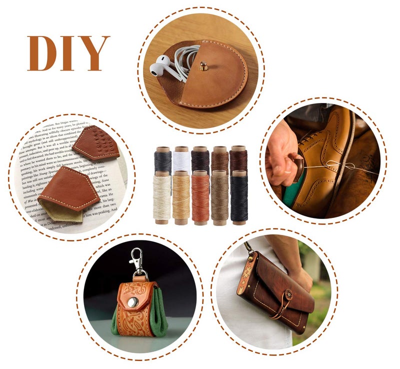 ilauke Leather Sewing Kit 31Pcs Waxed Thread Leather Stitching Kit with Sewing Awl Upholstery Repair Kit Working Tools&Supplies Hand Stitching for DIY Beginner, Shoes Repair Book Binding - Image 3