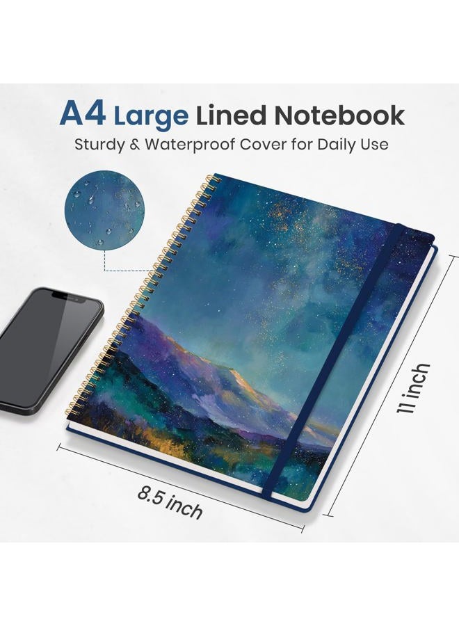 Taja Pretty Lined Spiral Journal Notebook For Women, 8.5"x11" Aesthetic Cute Large Notebooks for Work & Note Taking, College Ruled Journaling Notebook for Writing, Plastic Cover, Starlit Peaks - Image 5